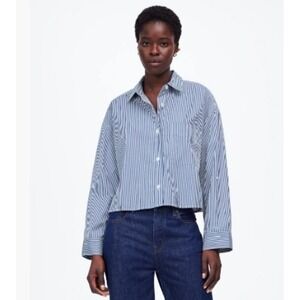 Madewell Blue and White Striped Button-Down Shirt